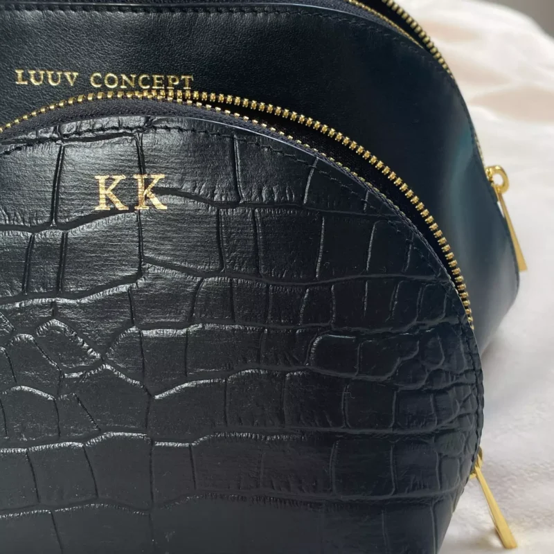 kosmetyczki skórzane z inicjałami luuv concept dwa wzory