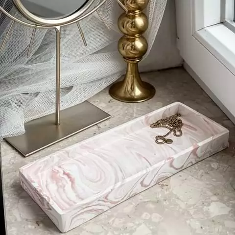 podstawka ozdobna marmur biało różowa luuv concept