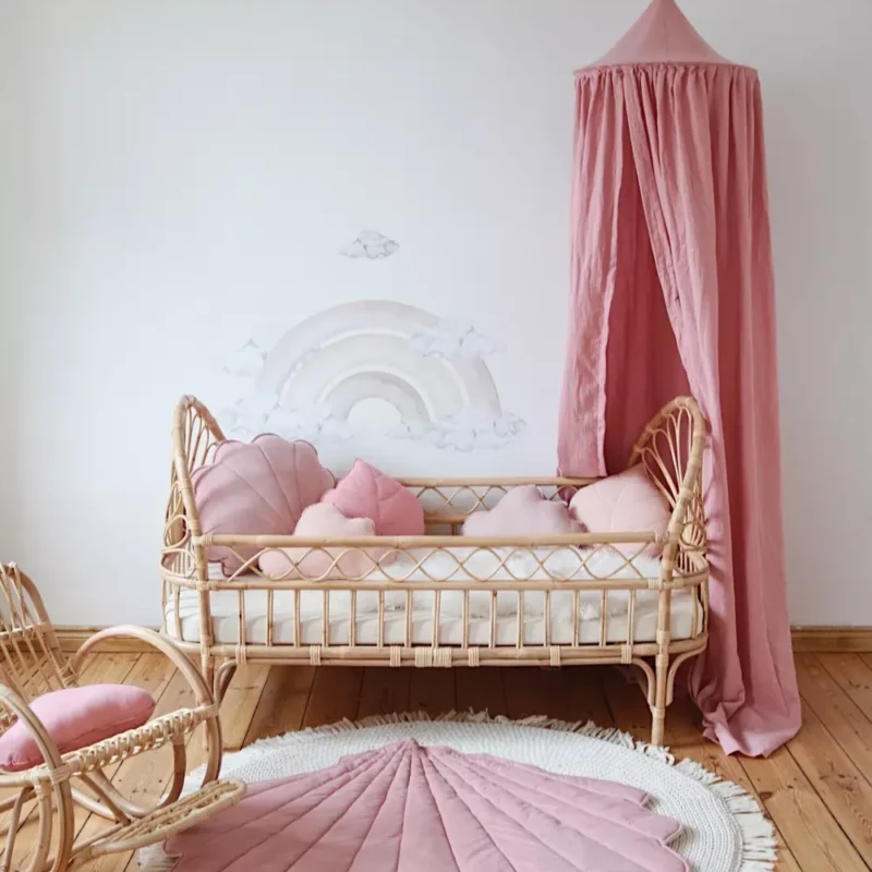 mata welwetowa muszla delikatny róż mata podłogowa dla dziecka