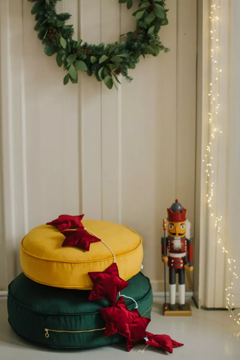 Girlanda welurowa gwiazdki ozdoba świąteczna pomysł na prezent kolor burgundowy
