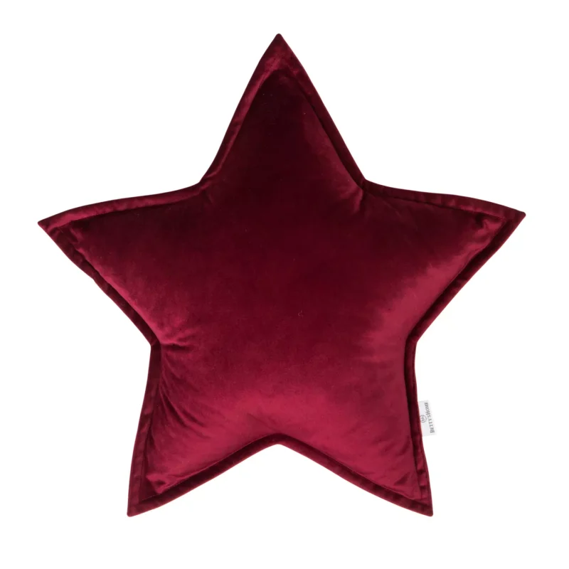 poduszka gwiazdka duża welurowa ozdoba pokoju dziecięcego pomysł na prezent kolor bordowy