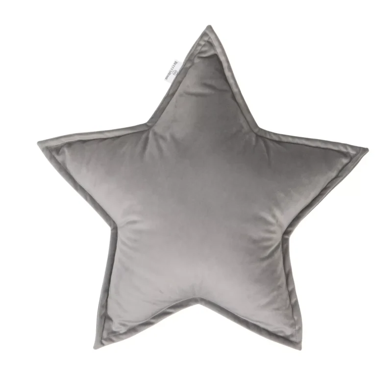 poduszka gwiazdka duża welurowa kolor szary ozdoba do pokoju dziecka pomysł na prezent