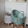 wysoki wózek dla lalek miętowy z miętowymi chwostami pomysł na prezent dla dziecka