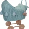wysoki wózek dla lalek miętowy z miętowymi chwostami pomysł na prezent dla dziecka