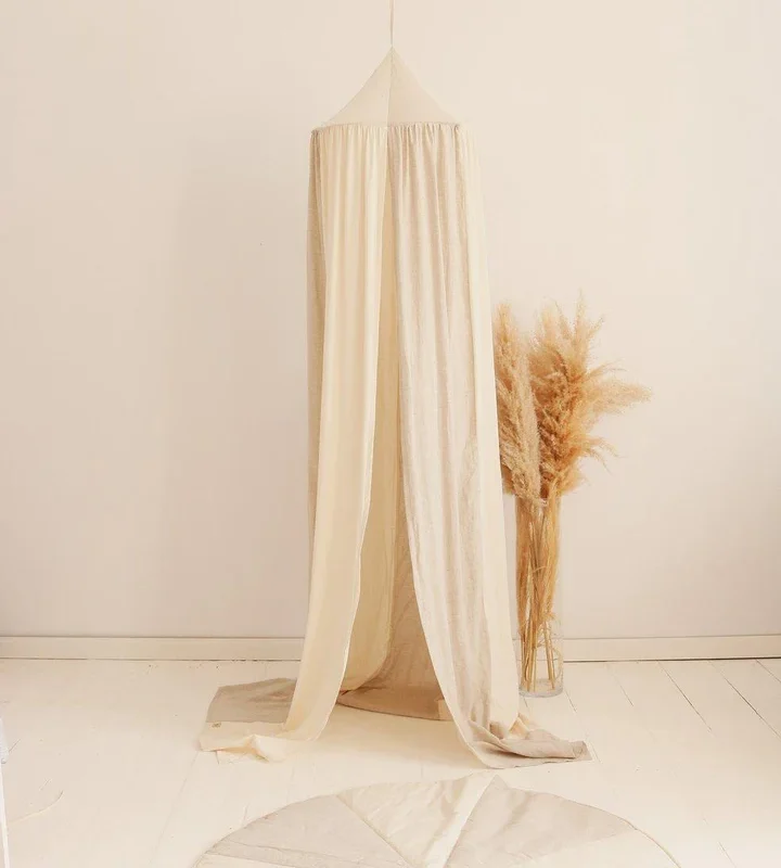 baldachim lniano-bawełniany kremowy cyrk pokój dziecka